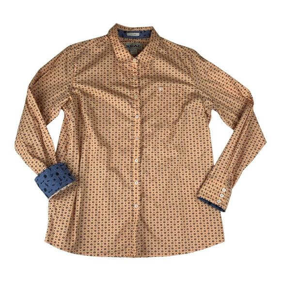 Ariat women's XXL Kirby peach stretch Fitted Button Down Shirt western long slee - Picture 1 of 13